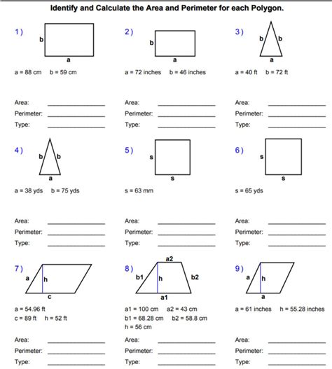 Worksheet will open in a new window. Areas and Perimeters of Polygons - Interactive worksheet