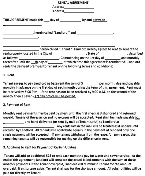 Blank Lease Agreement Free Printable Free Printable Free 10 Sample