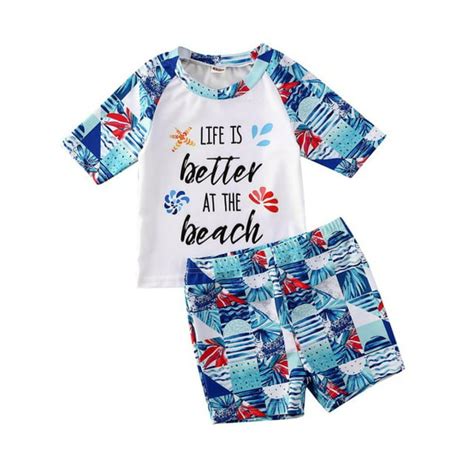 Gaono Toddler Baby Boy Swimsuit Set Short Sleeve Tops Tropical