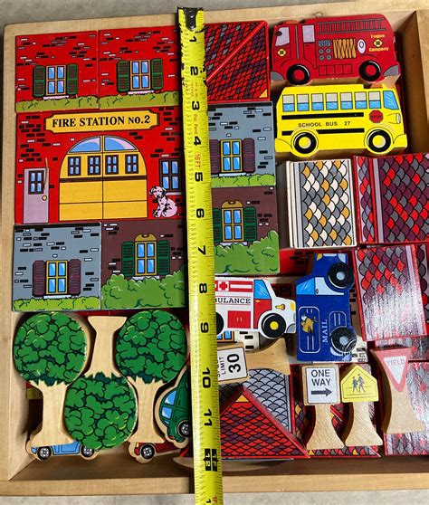 Cool Melissa And Doug Wooden Town Blocks 50 Piece Play Set With Tray Ebay