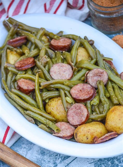 Easy instant pot bacon green beans topped with bacon in a caramelized sauce. Instant Pot Kielbasa, Potatoes, & Green Beans - 4 Sons 'R ...