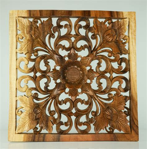 Hand Carved Wooden Wall Art Decorative Panel