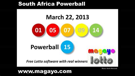 Five correct numbers + pb. South Africa Powerball Drawing Results for March 22, 2013 ...