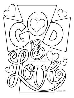 God is Love / Love One Another 2 coloring pages for children  Love