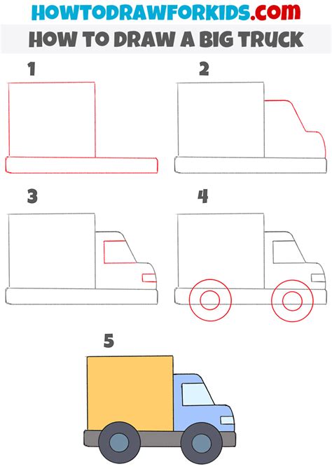 How To Draw A Big Truck For Kindergarten Easy Tutorial For Kids