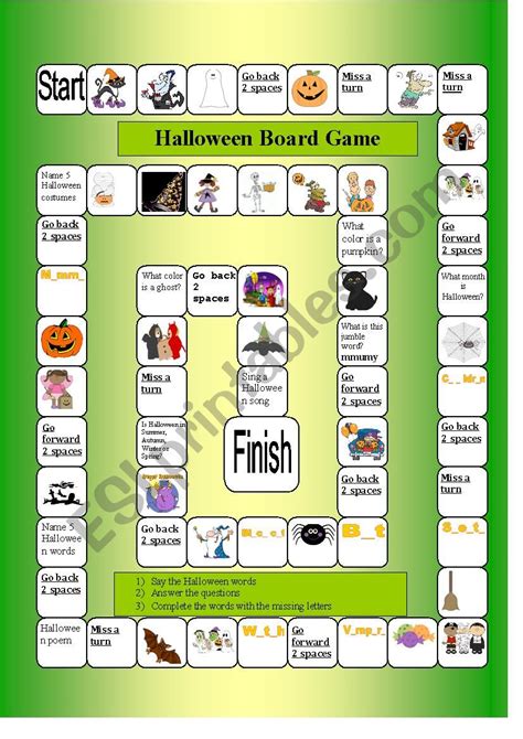 Halloween Board Game Esl Worksheet By Kucheryavaya