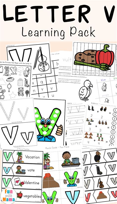 Letter V Worksheets For Preschool Kindergarten Fun With Mama