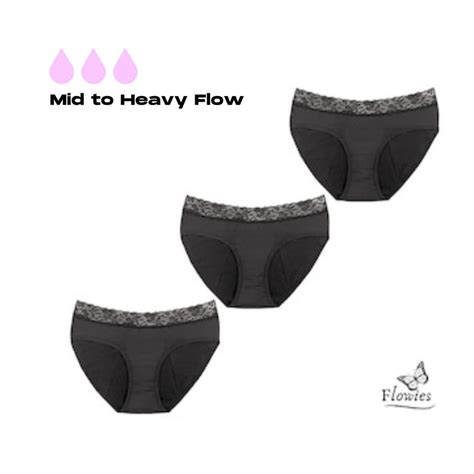 Flowies 3 Pack Lace Period Panties Period Underwear Bladder Leakage