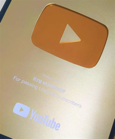 YouTube Play Button Replica Custom Gold Play Button Million Subscribers YouTube Awards