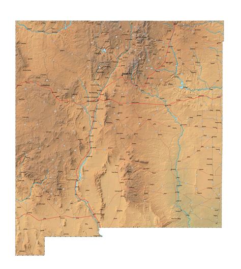 New Mexico Terrain Map In Fit Together Style With Terrain Nm Usa 852106