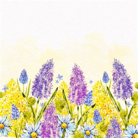 Free Vector Watercolor Spring Background With Hyacinths