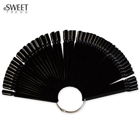 sweet trend 50tips fan shaped false nail fake nail art tips polish uv gel black color decoration