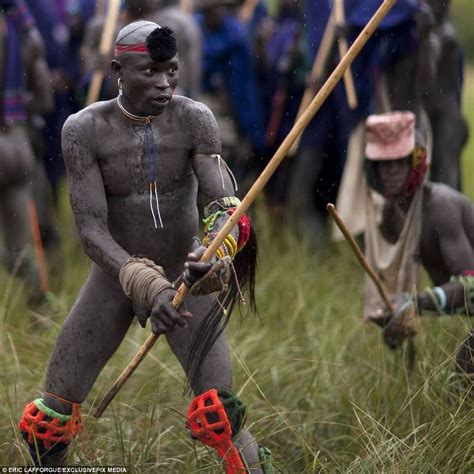 Suri Tribe In Ethiopia Battle Each Other With Sticks In Tribal