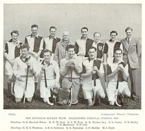 Old Dovorians Hockey Team At 1956 Folkestone Easter Festival Hockeygods