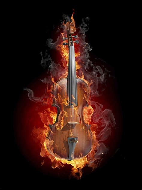 Violin Wallpaper 4k Fire Black Background Amoled Blackdark 1826