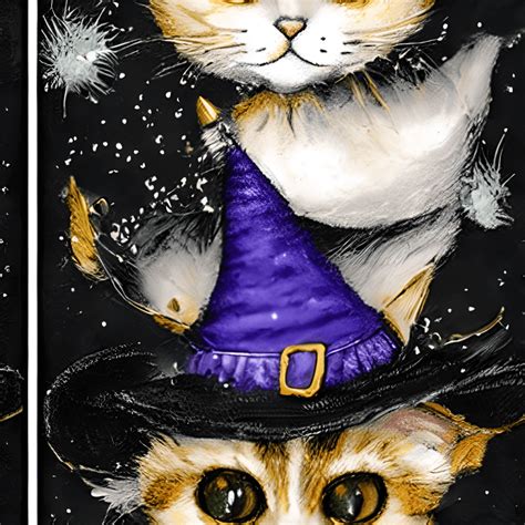 Witchs Cats Adorable Cats Wearing Hats · Creative Fabrica