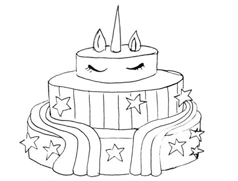 Unicorn Cake Coloring Pages For Boys - Free Printable Coloring Pages