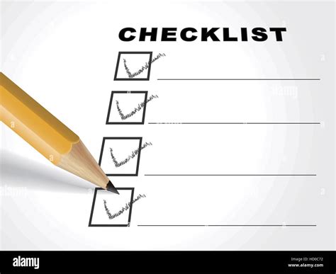 Tick Placed In Check Box With Pencil Over Check List Stock Vector Image