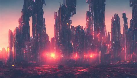 Aesthetic Sunset Futuristic Dystopian Cyberpunk City Stable Diffusion