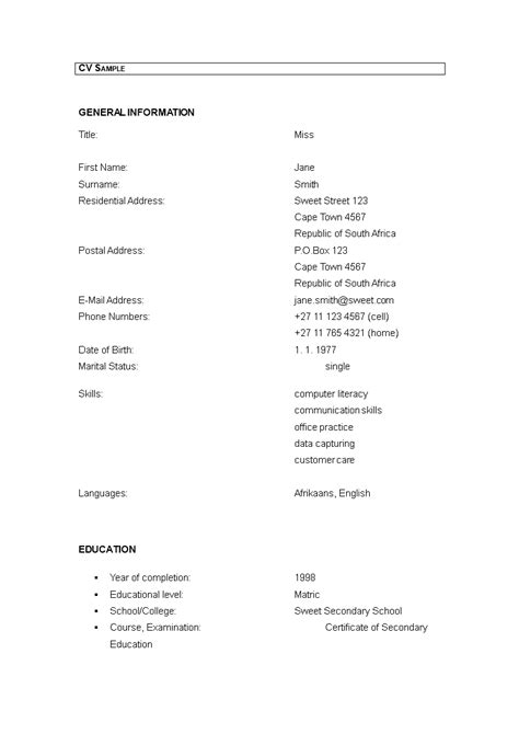 An excellent example of a resume. Simple Resume Format Word | Templates at allbusinesstemplates.com