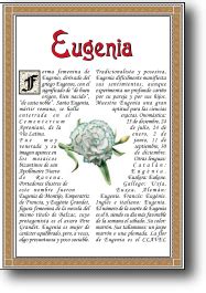Nombre Eugenia. Lámina descargable en formato pdf con impresiones