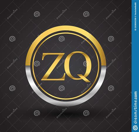 Zq Letter Logo In A Circle Gold And Silver Colored Vector Design
