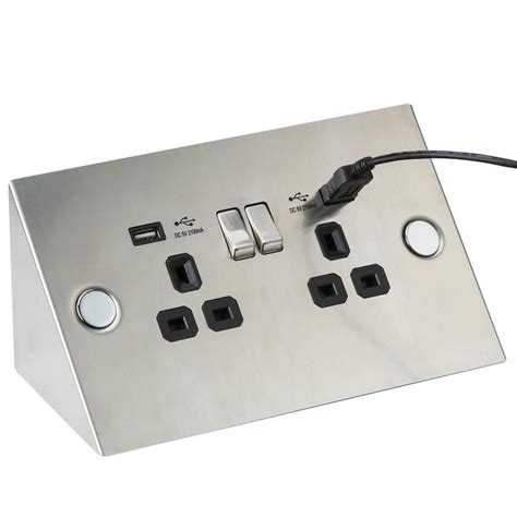 Angled Twin Kitchen Socket With Usb Light Switches And Sockets