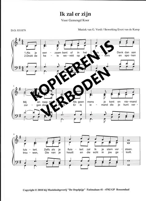 Ik Zal Er Zijn Satb Muziek G Verdi Bewerking Evert Van De Kamp