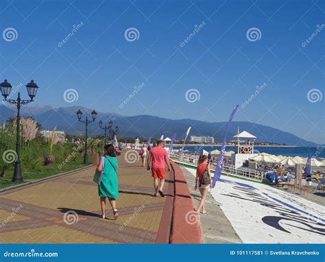 People Walk Along Promenade Seaside Sochi Russia Editorial Photo