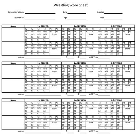 8 Free Sample Wrestling Score Sheet Samples Printable Samples