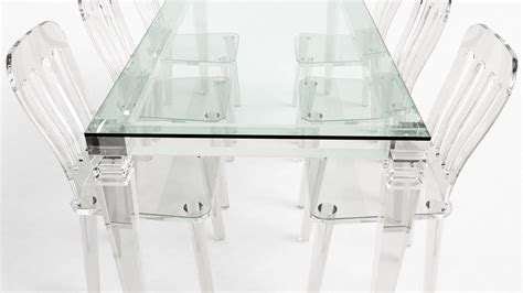 Acrylic Furniture Clear Long Dining Table 4 Legs Clear Acrylic Table