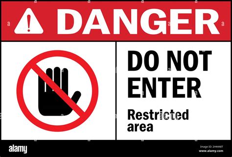 Danger Do Not Enter Restricted Area Danger Sign Facility Signs And Symbols Stock Vector Image