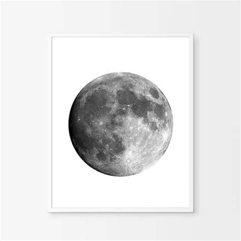 Moon Print Luna Poster Black White Art Minimalist Monochrome Etsy In