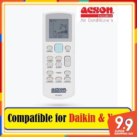 Original Acson Daikin York Air Cond Remote Control Shopee Malaysia