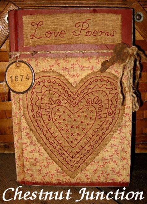 Love Poems Epattern Primitive Valentine Heart Journel Craft Digital