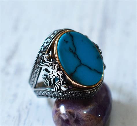 Turkish Handmade Ring Solid Sterling Silver Turquoise Etsy