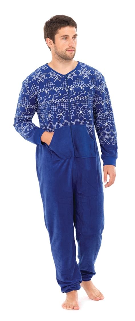 Mens Full Length Fleece Onesie Zip All In One Jumpsuit Pyjamas Pjs Size