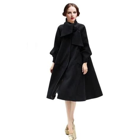 Fermée par 3 boutons en coco. Femme Hiver Cape Cape Laine Poncho Manteau Temp... Noir ...