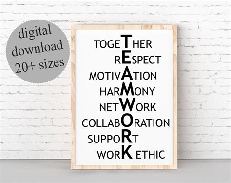 Teamwork Wall Art Inspirational Teamwork Quotes For The Etsy