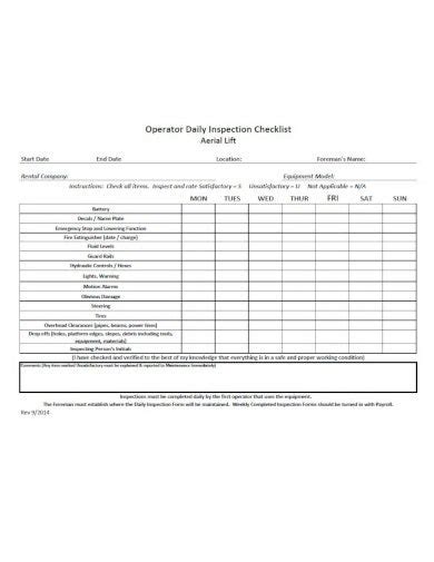 Forklift operator certificate template new uci sound design ironic no. 11+ Daily Checklist Templates - PDF, Google Docs, Word ...