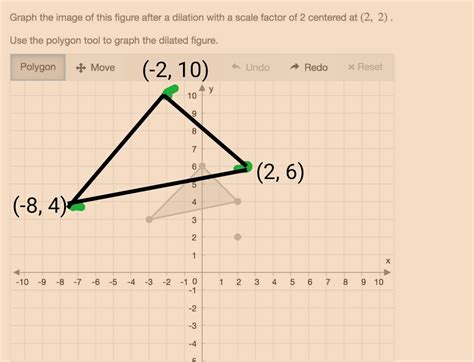 So with the preimage being larger, the dilation has to be a fraction less than 1. Graph the image of this figure after a dilation with a ...