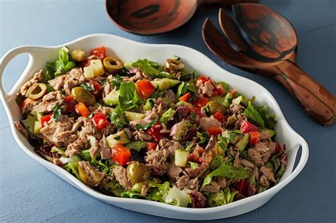 Mediterranean Chopped Salad Bowl With Tuna The