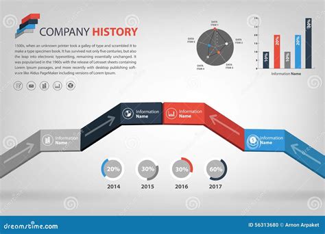Timeline And Milestone Company History Infographic In Vector Style Stock