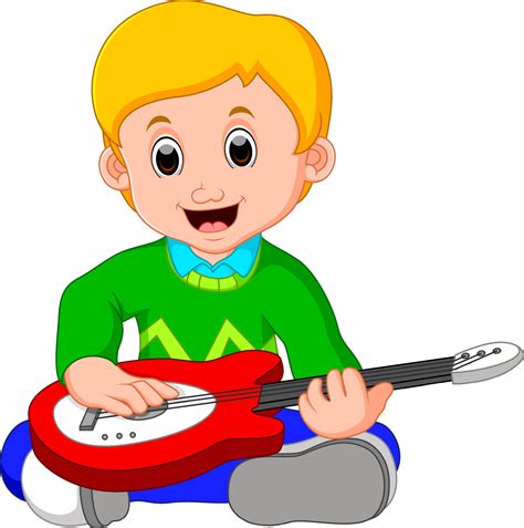 Little Boy Cartoon Playing Guitar 8022207 Vector Art At Vecteezy