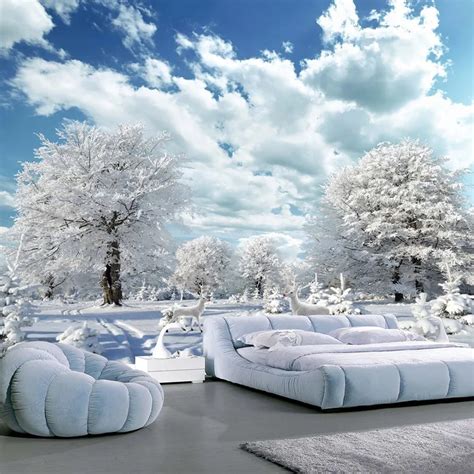 Photo Wallpaper 3d Winter Snow Landscape Murals Living Room Tv Sofa
