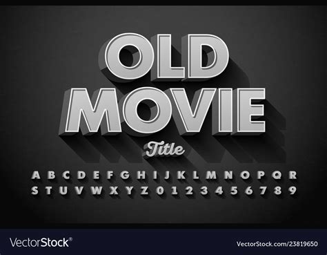 Retro Style Font Old Movie Title Screen Alphabet Vector Image