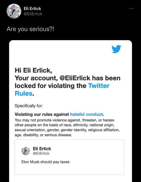 Eli Erlick Are You Serious Hi Eli Erlick Your Account Elierlick Has Been Locked For