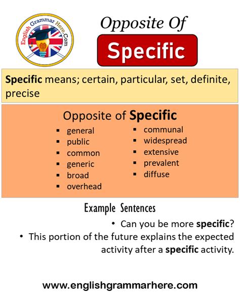 Opposite Of Specific Antonyms Of Specific Meaning And Example