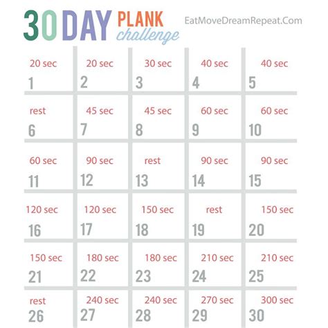 30 Day Plank Challenge Free Printable So You Want A Simple Exercise