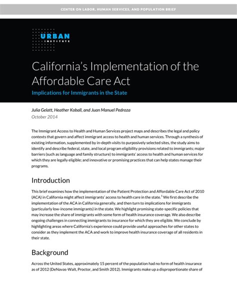 california s implementation of the affordable care act